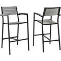 Primewir Maine Outdoor Patio Bar Stool in Brown Metal & Gray plywood, 2PK EEI-1740-BRN-GRY-SET